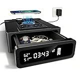 ORARAER Biometric Smart Safe, 3 Quick Access Smart Safe with Alarm Clock, Heavy Duty Anti-Theft Money Box for Home Security，Bedside Drawer Safe for Table,Closet