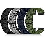 Relting 4 Pack 20mm Elastic Nylon Bands Compatible with Garmin Vivoactive 6/5/3, Garmin Venu/Venu 2 Plus/Vivomove 3, Amazfit Bip 3/Bip 3 Pro, Quick Release Smart Watch Band for Amazfit Active 2