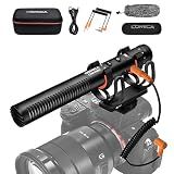 COMICA VM20 Shotgun Microphone for Camera, Super-Cardioid Camera Microphone with Rycote Shockmount, Windscreen, Wind Muff, OLED Power Display, Video Mic for Smartphones, DSLR Cameras, Camcorders