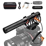 COMICA VM20 Shotgun Microphone, Super-Cardioid Camera Microphone with Rycote Shockmount, Windscreen, Wind Muff, OLED Power Display, Video Mic for Smartphones, DSLR Cameras, Camcorders, Laptops