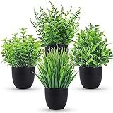Der Rose Fake Plants 4 Packs Artificial Plants Small Faux Plants Black Bathroom Accessories for Halloween Bathroom Home Kitchen Coffee Table Office Desk Decor Indoor