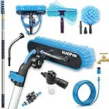 IGADPole 28 FT Water-Fed Washing Kit with Soap-Dispenser, Brush, 10″ Squeegee & Cobweb Duster for Windows, Gutters, Solar Panels & Exterior Walls