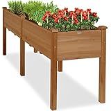 Best Choice Products 72x24x30in Raised Garden Bed, Elevated Wood Planter Box Stand for Backyard, Patio, Balcony w/Divider Panel, 6 Legs, 300lb Capacity - Acorn Brown