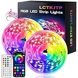 LED Strip Lights,RGB Music Sync Color Changing Bluetooth Led Lights with Smart App Control Remote & Remote Control for Room,Part,Essential,Sense of Atmosphere Decoration(100FT-2 Rolls of 50ft)