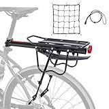 HOMEE Rear Bike Rack with Fender and Bungee Cargo Net,220lbs Bike Cargo Racks for 26"-29" Frames,Aluminum Alloy Universal Adjustable Cycling Equipment Bicycle Luggage Carrier with Reflector and Tools