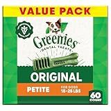 Greenies Veterinarian-Recommended Adult Natural Dental Dog Treats Petite Size, Original Flavor, 36 oz. Pack, 60 Count