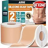 Arme Silicone Scar Tape, Silicone Scar Sheets (2 Rolls- 1.6" x 240"/6M)