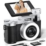 FLATIC Cameras for Photography, 6K/5K/4K Digital Camera with 180°Flip Screen, Vlogging Camera with 64GB/32GB Card, Battery, Card Reader, Camera for Beginner, Teens