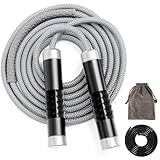 Reedvales 1LB Weighted Jump Ropes for fitness Women Men, Aluminum Handles for MMA, Boxing, CrossFit, Weight-loss Workouts, Tangle-Free Ball Bearing Rapid Speed Skipping Jump Rope with Adjustable 9mm Cotton & PVC Cord, Black