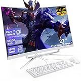 MECHAZER 27 inch All-in-One Desktop Computer, Curved FHD Display, All-in-One PC 16GB DDR3 512GB ROM SSD Core i7 7700HQ, HDMI Bluetooth 5.0 Dual Band WiFi with Mouse and Wired Keyboard