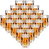 Meanplan 24 Pcs 1.7 oz Mini Shot Glasses Set Whiskey Tasting Glasses Heavy Duty Base Clear Shot Cup Cute Cordial Mini Wine Cups for Bourbon, Wine, Juice Serving (Vintage)
