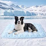 Luciphia Premium Dog Cooling Mat Non-Slip Q-MAX>0.5 Self-Cooling Pad for Small Pet Cat Indoor Portable Kennel Puppy Bed for Summer Crate Pad for Dog Washable Light Blue 20x30 inches