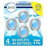 Febreze Bathroom Air Freshener Odor-Fighting for Small Spaces Scented Plug In Alternative Long-Lasting for Home and Bathroom and Kitchen Closet Air Fresheners, Linen & Sky Scent, 4 Count