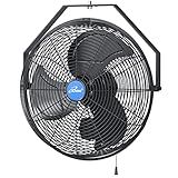 iLiving 18" Wall Mounted Fan - 6360 CFM, 3-Speed, Industrial Grade, Commercial/Residential, Weatherproof Outdoor/Indoor Fan for Garage, Patio, Workshop, Greenhouse | UL Listed, Mist Kit Compatible