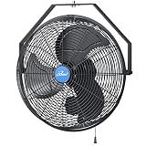 iLiving 18" Wall Mounted Fan - 6360 CFM, 3-Speed, Industrial Grade, Commercial/Residential, Weatherproof Outdoor/Indoor Fan for Garage, Patio, Workshop, Greenhouse | UL Listed, Mist Kit Compatible