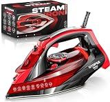 Utopia Home Steam Iron - 1800W Non-Stick Soleplate (Black-Red, Classic)