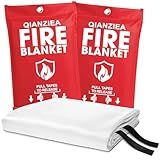 QIANZIEA Fire Blanket,2 Pack,40"x40" Fire Blankets Emergency for Home and Kitchen