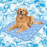 Rywell Dog Cooling Mat 2.0,44 * 32 Thicken Cooling Mat for Extra Large Dog, Internal Waterproof& Endothermic Color Changing Arc-Chill Cool Fiber(QMAX>0.5) for Pet in Summer, Washable, Non-Toxic