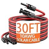 energeaster 10AWG 30 Feet Solar Extension Cable with Pair of Connectors