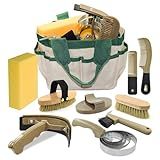 inoreal Professional 10 Pieces Horse Grooming Kit with Tote Bag, Horse Brush & Curry Comb Set for Effective Grooming and Bathing, Equine Coat Care Tack Room Supplies, Horse Gifts for Girls
