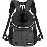 PetAmi Adjustable Dog & Cat Chest Carrier Backpack, Ventilated for Hiking & Camping, Small to Large Pets Up to 15 lbs, Dark Gray
