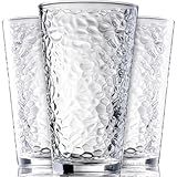 Set of 10 Hammered Glass Cups, 16oz. Dishwasher Safe Cocktail Drinking Glasses - Clear Heavy Base Stemmed Water Glasses, Tall Beer Glasses, Bar Glass, Juice, Iced Tea, Margarita, & Everyday Drinks