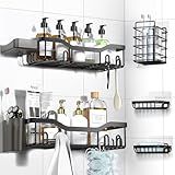 NESOMI Shower Caddy Adhesive Shower Organizer 7-Pack, Rustproof Stainless Steel Bathroom Shelves, Large Capacity No-Drill Rack Storage Accessories with Soap Dish Toothbrush Holder &24 Hooks Home Decor
