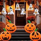 TaoQ C 10 PCS 16 Inch, 9 Inch Halloween Inflatable Balloons Inflatable Halloween Pumpkin Ghost Decorations PVC Large Pumpkin Balloons for Haunted House Horror Party Yard Garden Home Decor