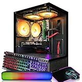STGAubron Gaming PC Computer Desktop, Intel Core i5 up to 3.6G, Radeon RX 590 8G, 16G RAM, 1T SSD, 600M WiFi, BT 5.0, RGB Fan x 3, RGB BT Sound Bar, Windows 10 Home