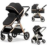 Accombe 2 in 1 Baby Stroller, Convertible Bassinet Pushchair for Infants and Newborns 0-36 Months