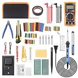 Soldering Iron Kit, Digital Multimeter, 80W Soldering Iron, 5 Soldering Iron Tips, Solder Wire, Stand, Desoldering Pump, Soldering Welding Iron Kit for Electronics Hobby DIY 110V US Plug