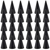 Framendino, 30 Pack Black Wood Cone Ring Holder Single Jewelry Display Stand Wedding Showcase for Organizer