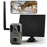 JOCIRUS Trail Camera, 4G Cellular Trail Camera with Built-in ESIM Card, 2K HD Live, Unlimited Data Plan, Solar Powered, Night Vision, Motion Activated, No WiFi Needed Game Cam for Wildlife