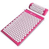 ProsourceFit Acupressure Mat and Pillow Set for Back/Neck Pain Relief and Muscle Relaxation, Pink