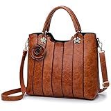 rofozzi Vegan Leather Handbags for Women, Faux Leather Purse for Women, Top Handle Handbags, Leather Satchel Bag (Brown)