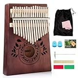 UNOKKI 17-Key Kalimba Thumb Piano - Portable Mahogany Percussion Mbira Instrument - Beginner Tuning Set, Music Instruments for Kids Gifts - Dark Brown