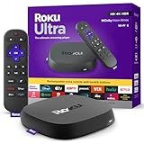Roku Ultra - Ultimate Streaming Player - 4K Streaming Device for TV with HDR10+, Dolby Vision & Atmos - Bluetooth & Wi-Fi 6 - Rechargeable Voice Remote Pro with Backlit Buttons - Free & Live TV