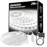 dalattin White LED Strip Lights, 20ft Dimmable Super Bright 24V Led Tape Light 6500K 360 LEDs Lights for Bedrooms, Mirror, Kitchen, Home Decoration Daylight White