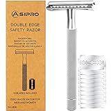 ASIPRO Safety Razor for Men & Women with 10 Double Edge Safety Razor Blades Reusable Double Edge Razor Single Blade Razors for Women & Men Kit Gift Metal Razors Stainless