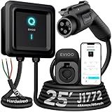 EVIQO Level 2 EV Charger, 40-48 Amp, J1772 for Non-Tesla EVs, 25ft Cable, WiFi (2.4GHz) Smart App, Weatherproof Indoor/Outdoor (IP66, NEMA 4), UL & ETL Certified, Hardwired 240V, 11.5kW