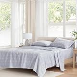 Comfort Spaces 100% Cotton Percale Sheets Queen Size 4 Pcs, Adelia Gray
