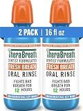 TheraBreath Fresh Breath Mouthwash, Icy Mint Flavor, Alcohol-Free, 16 Fl Oz (Pack of 2)