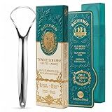 MasterMedi Tongue Scraper for Adults, 100% Stainless Steel Tongue Scrubber for Bad Breath, Easy to Use, Tongue Cleaner for Oral Care & Hygiene (SPTC-1|with Case)