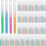 Patelai 100 Pieces Braces Brush for Cleaner Interdental Brush Toothpick Dental Tooth Flossing Head Oral Dental Hygiene Flosser Toothpick Cleaners Tooth Tool(Bright Colors,Multiple Sizes)
