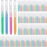 Patelai 100 Pieces Braces Dental Brush for Cleaner Interdental Toothpick Dental Tooth Flossing Head Oral Hygiene Flosser Toothpick Cleaners Tooth Tool(Bright Colors,Multiple Sizes)