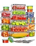 40 Piece Food Storage Containers with Lids(20 Containers & 20 Lids), BPA-Free Plastic Food Containers for Kitchen Storage and Organization, Leak Proof Meal Prep Container, Includes Labels & Pen