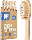 VIVAGO Bamboo Toothbrushes Medium Bristles 10 Pack - BPA Free Medium Bristles Toothbrushes for Adults - Eco-Friendly, Natural Wooden Toothbrush