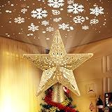 Brightown Christmas Star Tree Topper with Snowflake Projector Lights