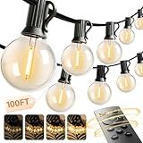 addlon 100FT Outdoor String Lights G40 with Remote, 54 LED Shatterproof Bulbs, Dimmable Patio Globe Lights Waterproof, Hanging Outside Lighting for Backyard, Garden, Deck, Balcony, Porch, Café, Decor