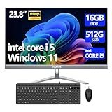 HVLANYN 23.8-Inch Fhd All-in-One Desktop Compute,Core i5, 16GB DDR RAM,512GB PCIe SSD,1920x1080 FHD Display, WiFi, Bluetooth,Mouse and Keyboard Include,with 1-Year Warrant